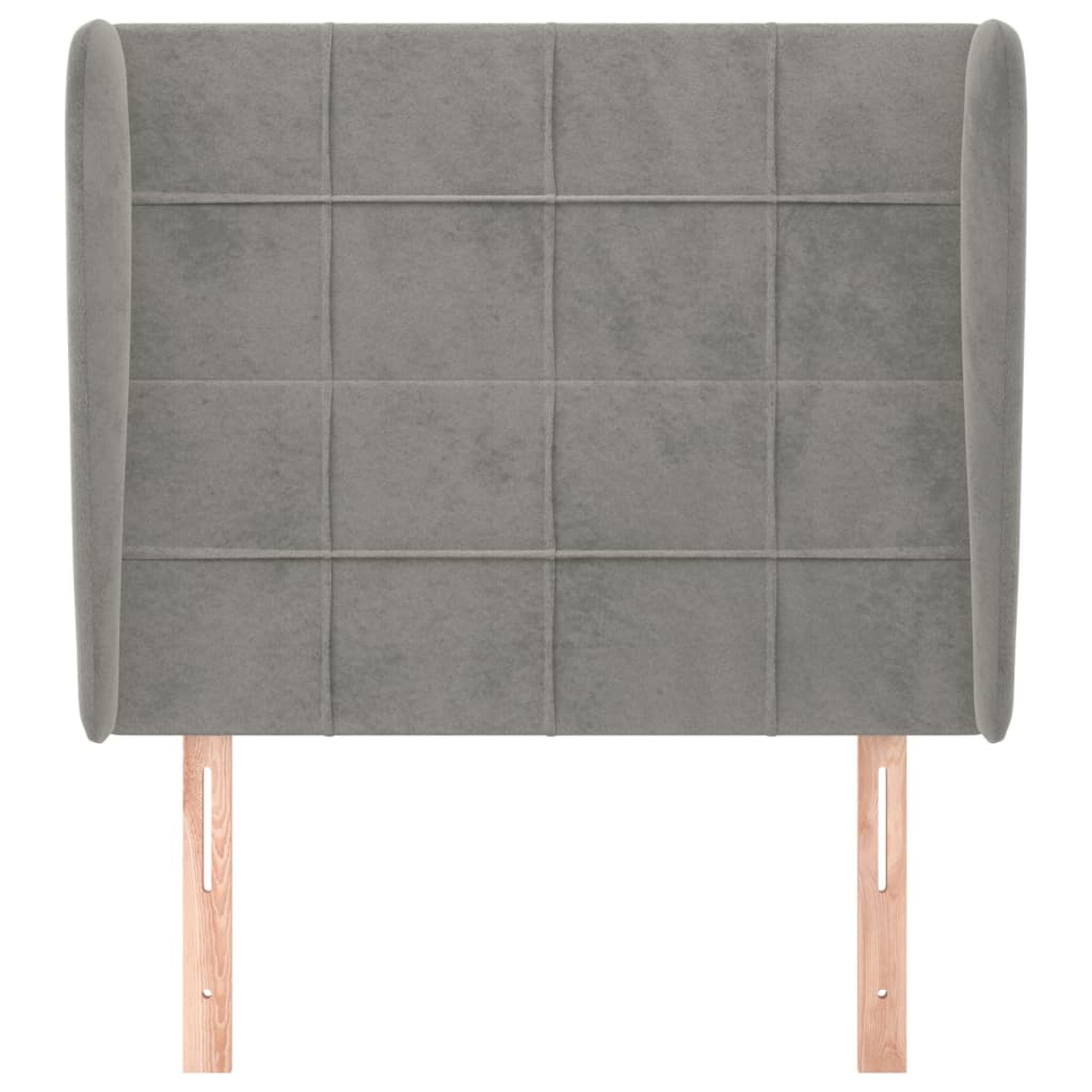 Hoofdbord met randen 93x23x118/128 cm fluweel lichtgrijs 93 x 23 x 118/128 cm Lichtgrijs