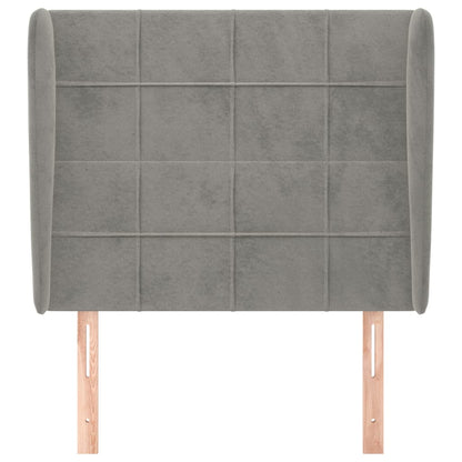 Hoofdbord met randen 93x23x118/128 cm fluweel lichtgrijs 93 x 23 x 118/128 cm Lichtgrijs