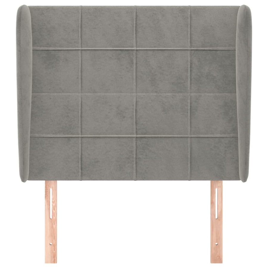 Hoofdbord met randen 93x23x118/128 cm fluweel lichtgrijs 93 x 23 x 118/128 cm Lichtgrijs