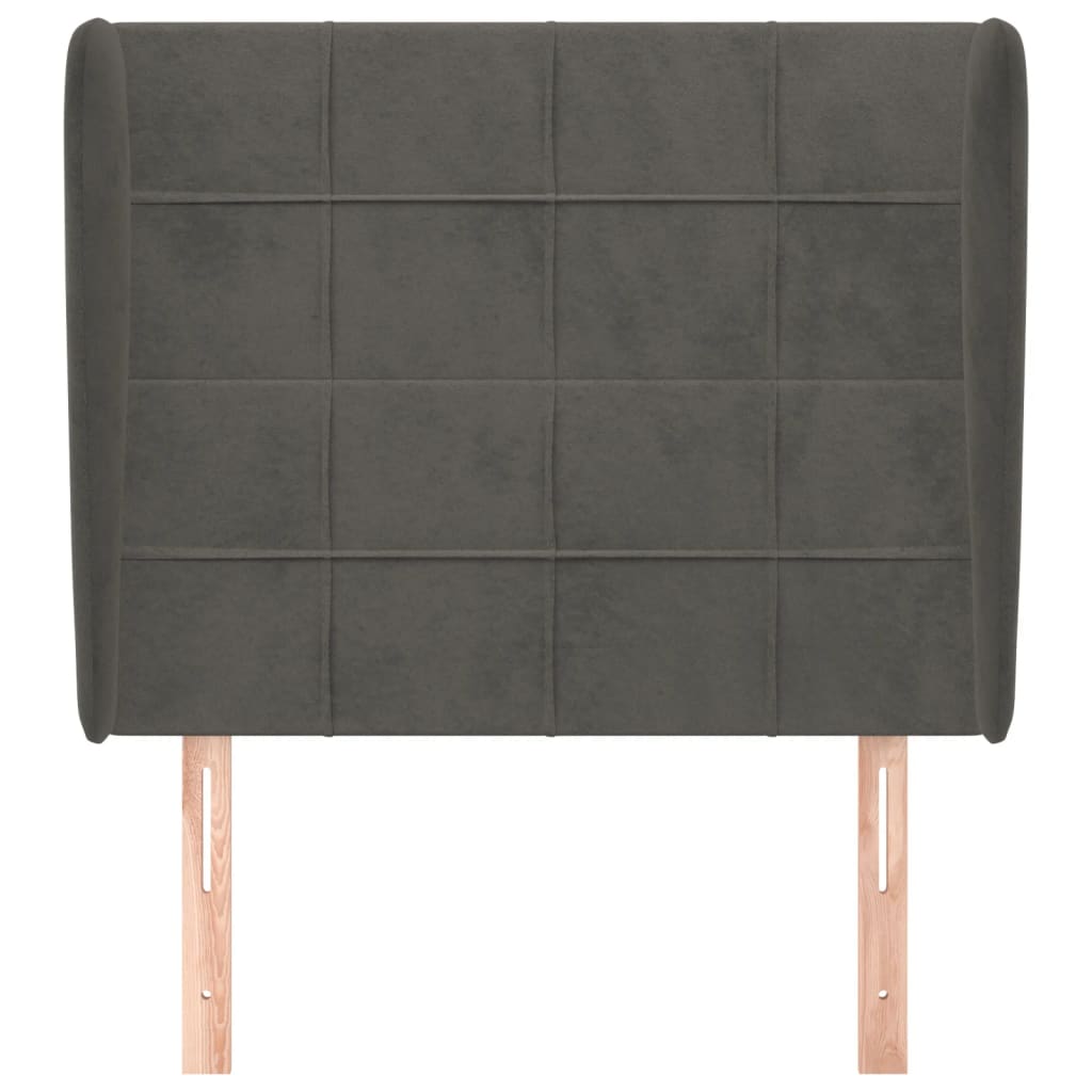 Hoofdbord met randen 93x23x118/128 cm fluweel donkergrijs 93 x 23 x 118/128 cm Donkergrijs