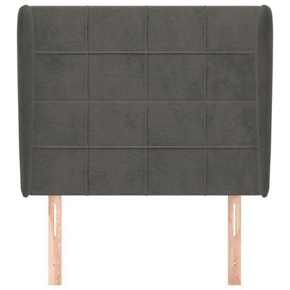 Hoofdbord met randen 93x23x118/128 cm fluweel donkergrijs 93 x 23 x 118/128 cm Donkergrijs