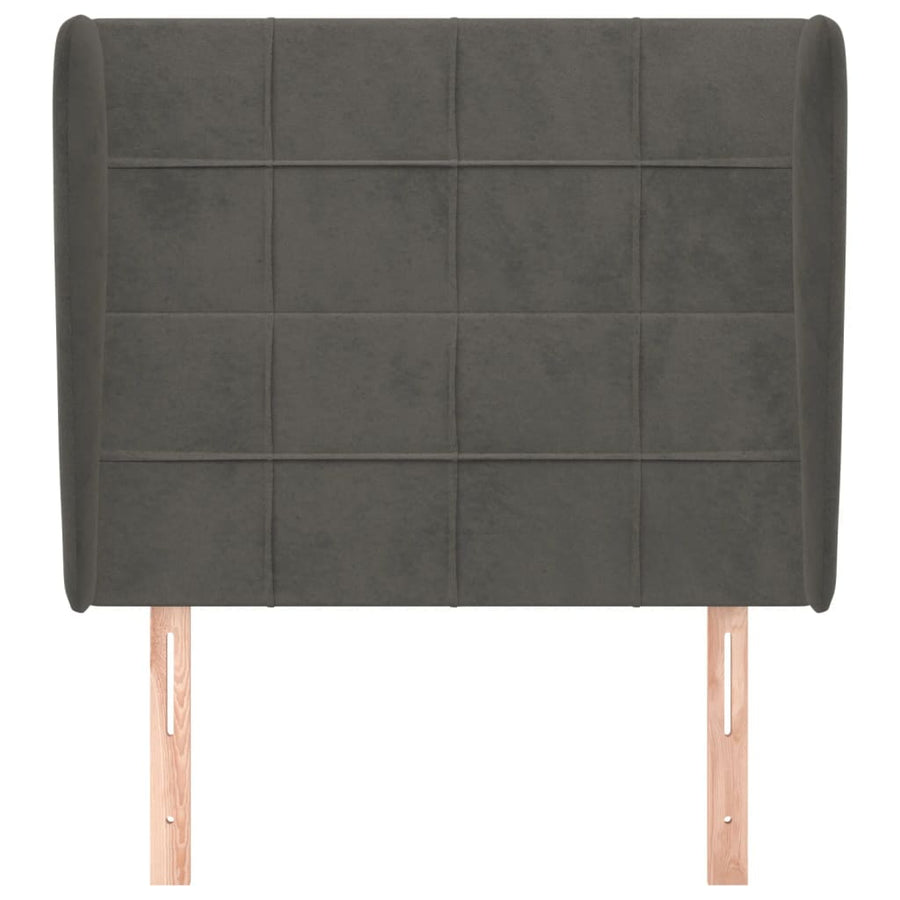 Hoofdbord met randen 93x23x118/128 cm fluweel donkergrijs 93 x 23 x 118/128 cm Donkergrijs