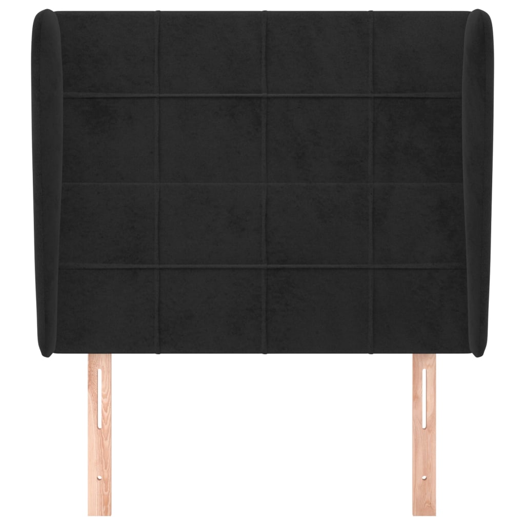 Hoofdbord met randen 93x23x118/128 cm fluweel zwart 93 x 23 x 118/128 cm Zwart
