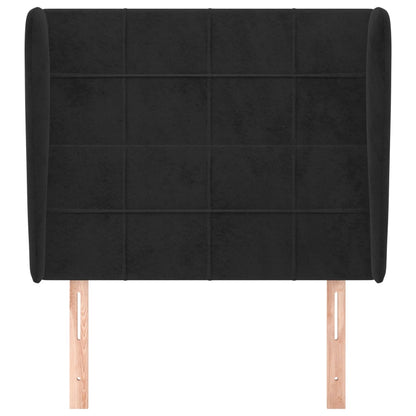 Hoofdbord met randen 93x23x118/128 cm fluweel zwart 93 x 23 x 118/128 cm Zwart