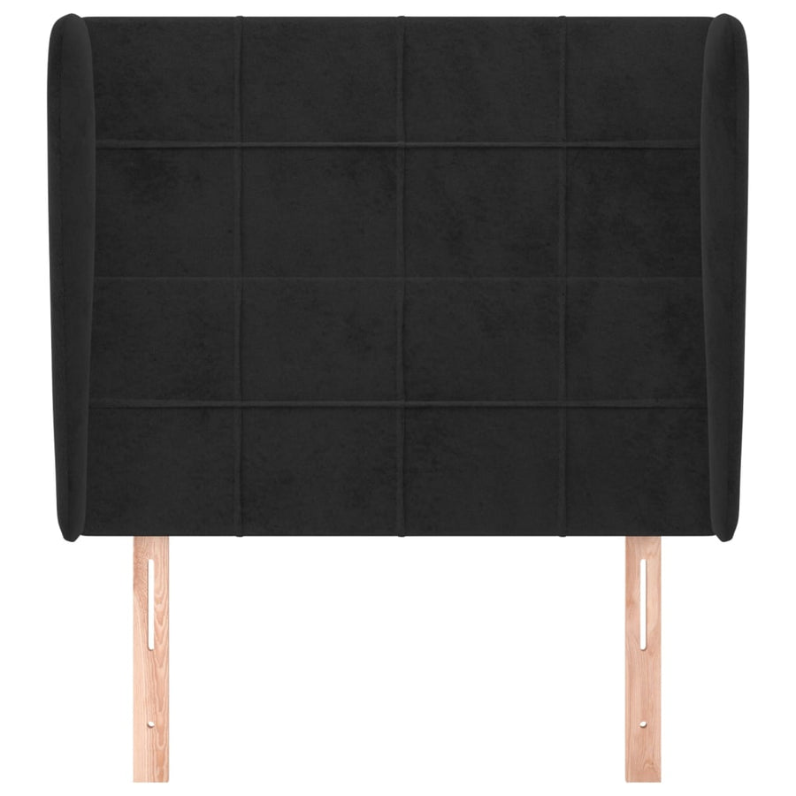 Hoofdbord met randen 93x23x118/128 cm fluweel zwart 93 x 23 x 118/128 cm Zwart