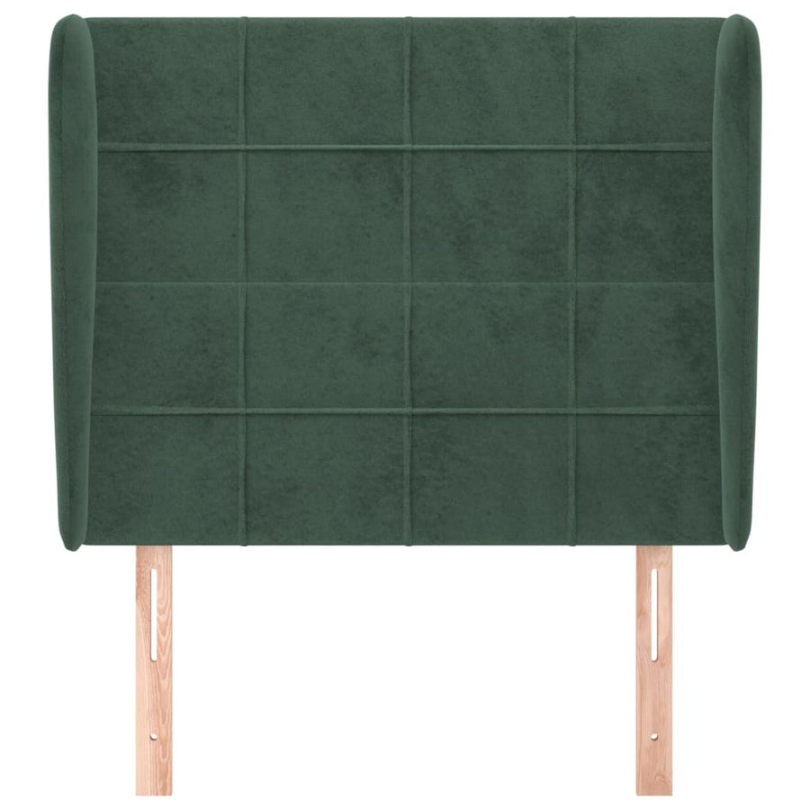 Hoofdbord met randen 93x23x118/128 cm fluweel donkergroen