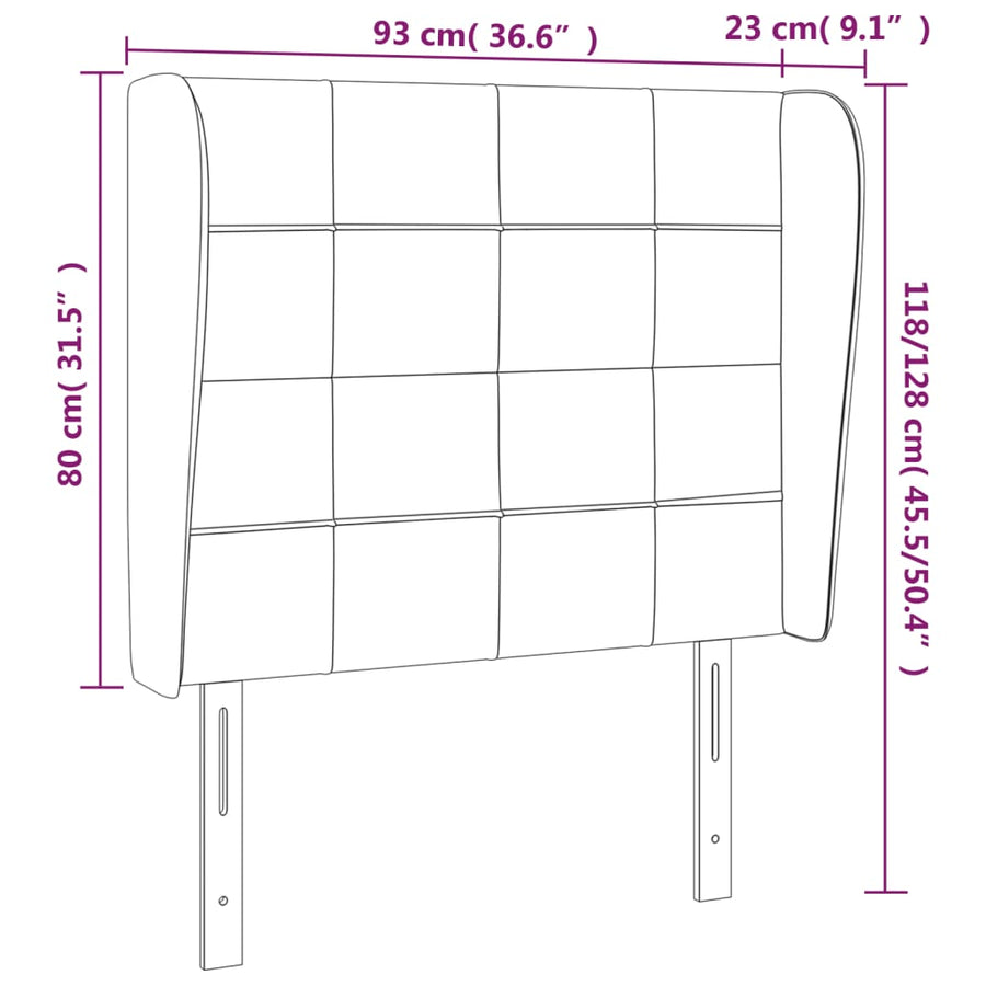 Hoofdbord Met Randen Fluweel 1 93 x 23 x 118/128 cm Donkerblauw