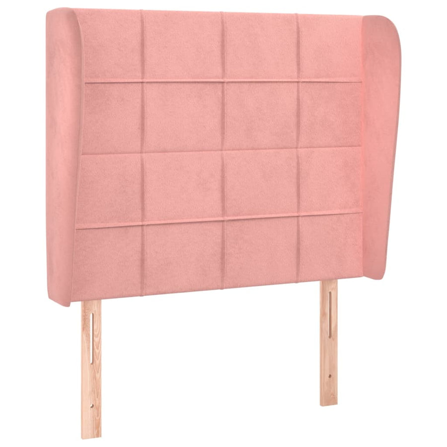 Hoofdbord met randen 93x23x118/128 cm fluweel roze 93 x 23 x 118/128 cm Roze