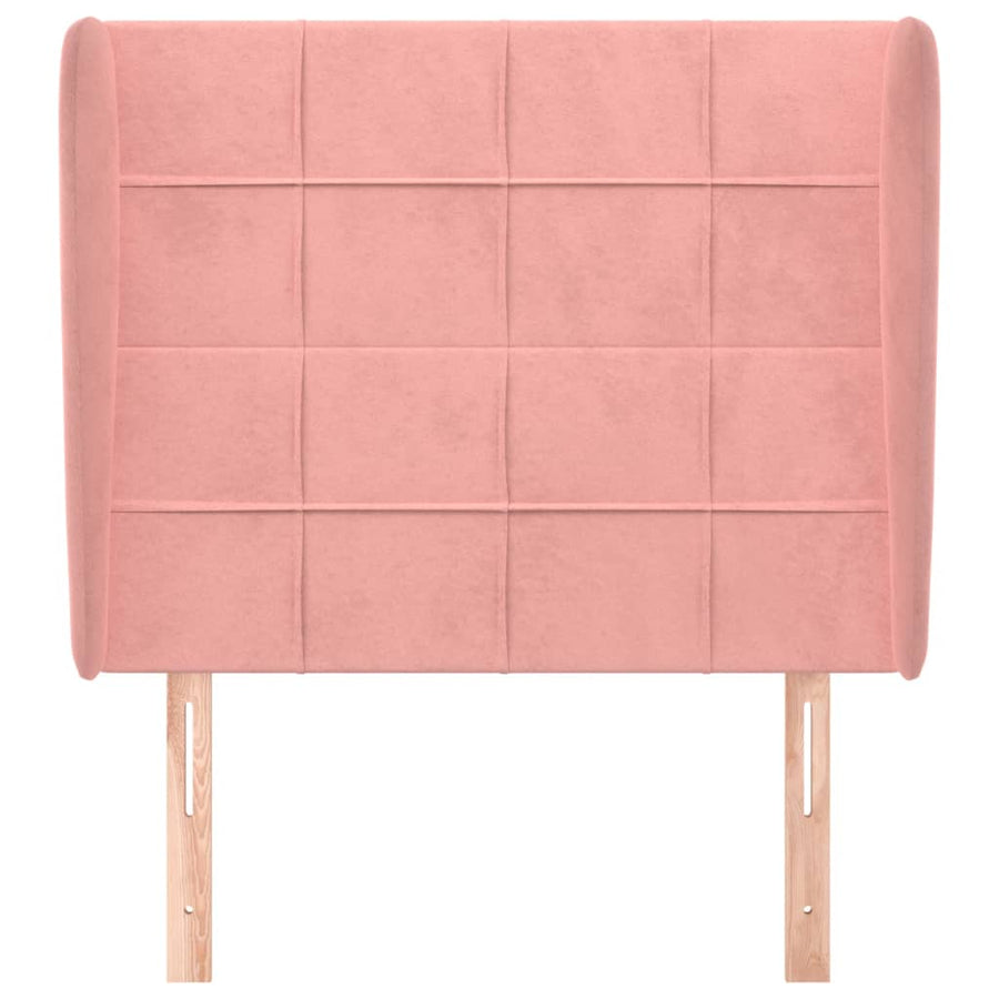 Hoofdbord met randen 93x23x118/128 cm fluweel roze 93 x 23 x 118/128 cm Roze