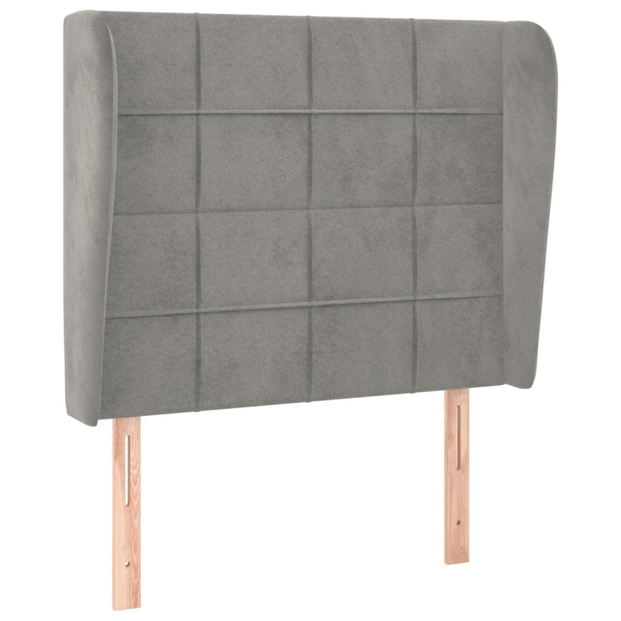 Hoofdbord met randen 103x23x118/128 cm fluweel lichtgrijs 103 x 23 x 118/128 cm Lichtgrijs