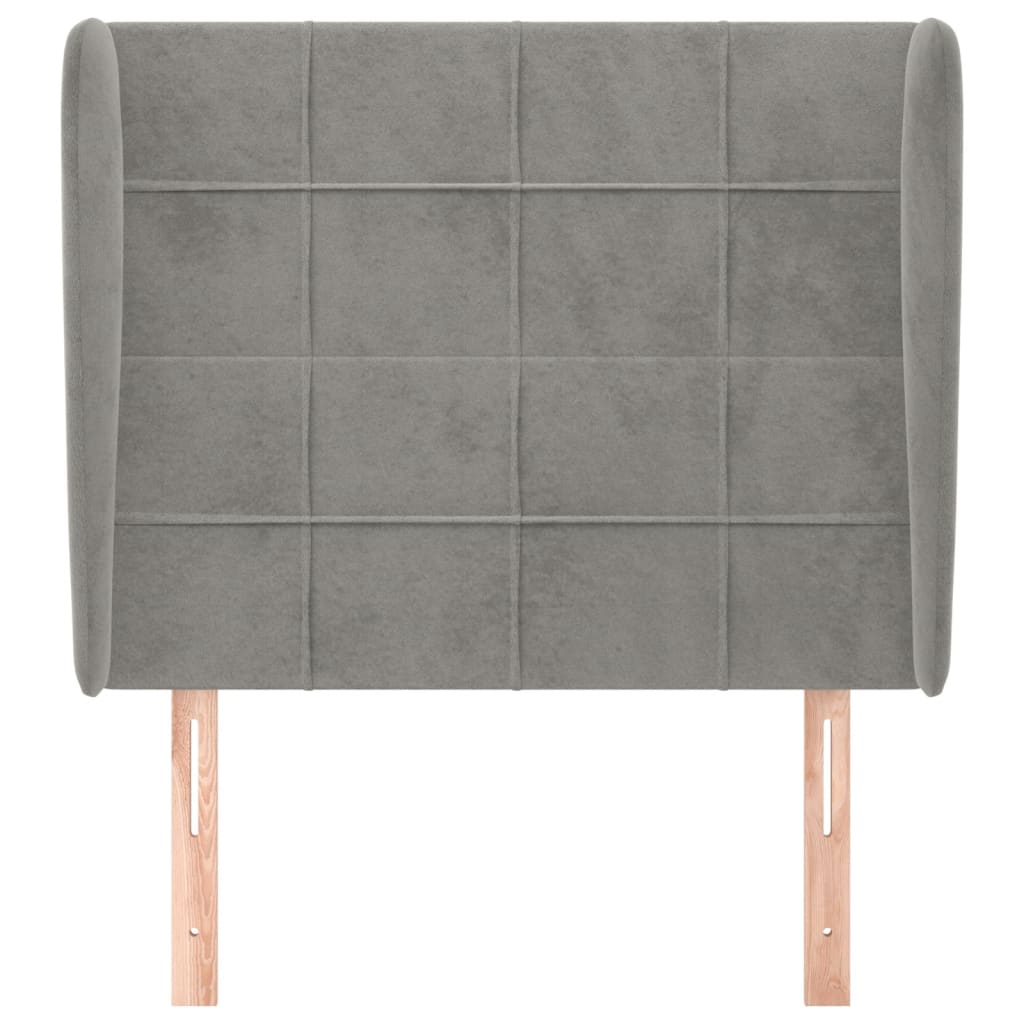 Hoofdbord met randen 103x23x118/128 cm fluweel lichtgrijs 103 x 23 x 118/128 cm Lichtgrijs