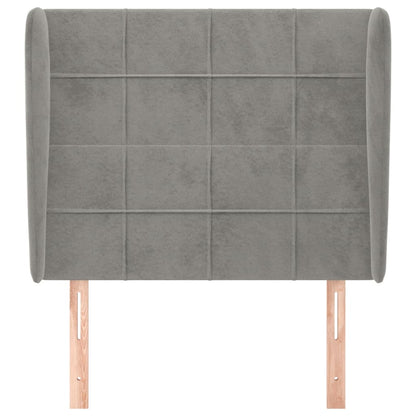 Hoofdbord met randen 103x23x118/128 cm fluweel lichtgrijs 103 x 23 x 118/128 cm Lichtgrijs