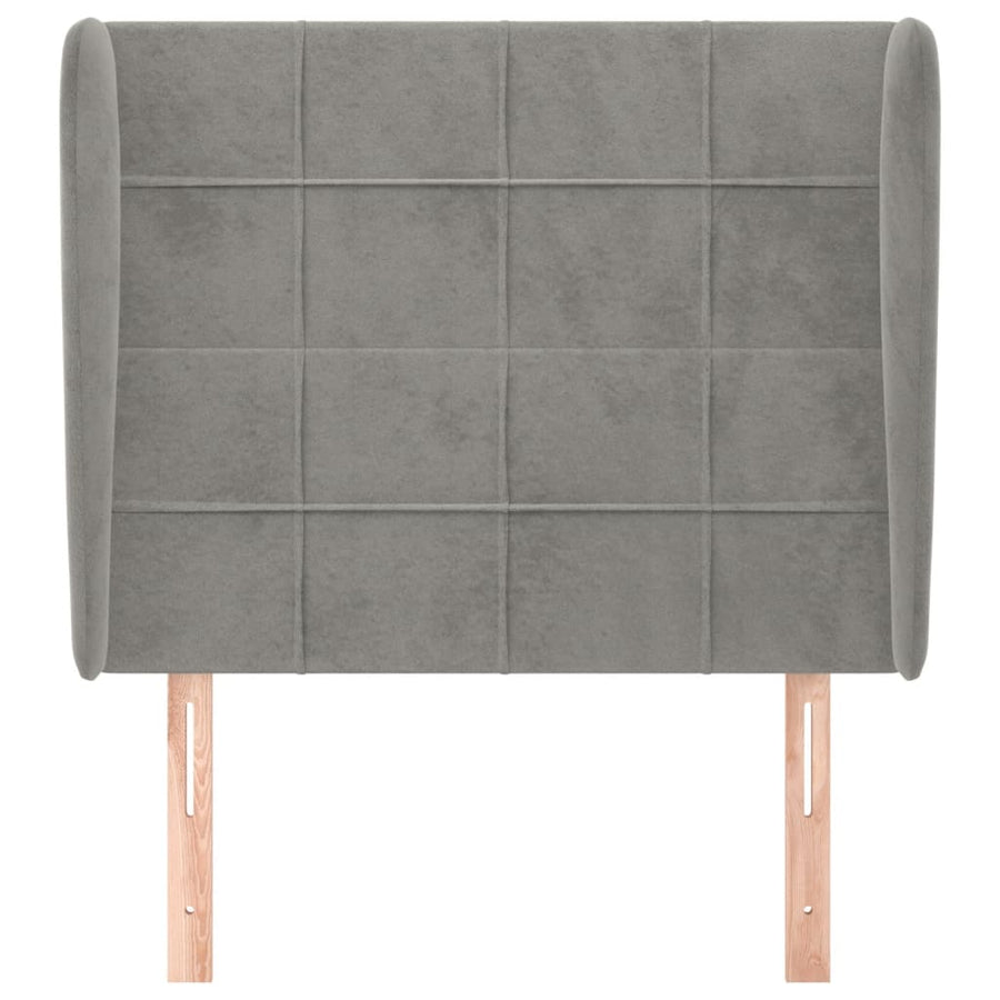 Hoofdbord met randen 103x23x118/128 cm fluweel lichtgrijs 103 x 23 x 118/128 cm Lichtgrijs