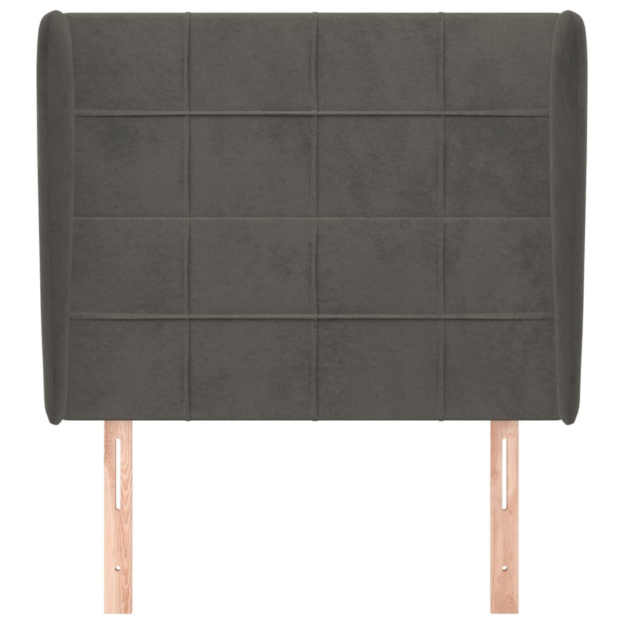 Hoofdbord met randen 103x23x118/128 cm fluweel donkergrijs 103 x 23 x 118/128 cm Donkergrijs
