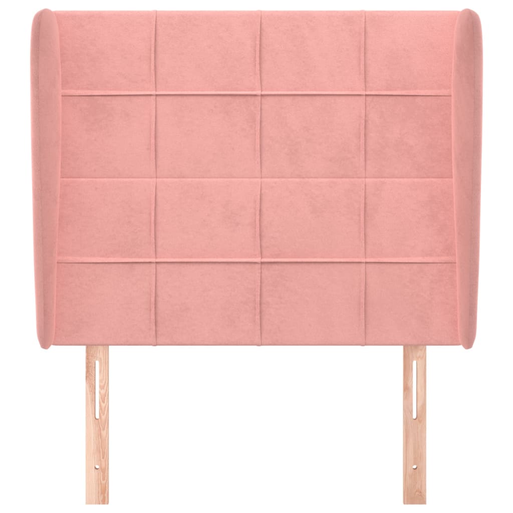 Hoofdbord met randen 103x23x118/128 cm fluweel roze 103 x 23 x 118/128 cm Roze