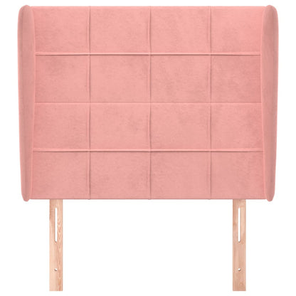 Hoofdbord met randen 103x23x118/128 cm fluweel roze 103 x 23 x 118/128 cm Roze