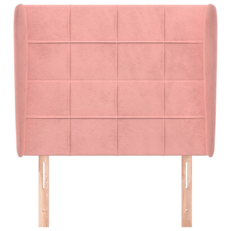 Hoofdbord met randen 103x23x118/128 cm fluweel roze 103 x 23 x 118/128 cm Roze