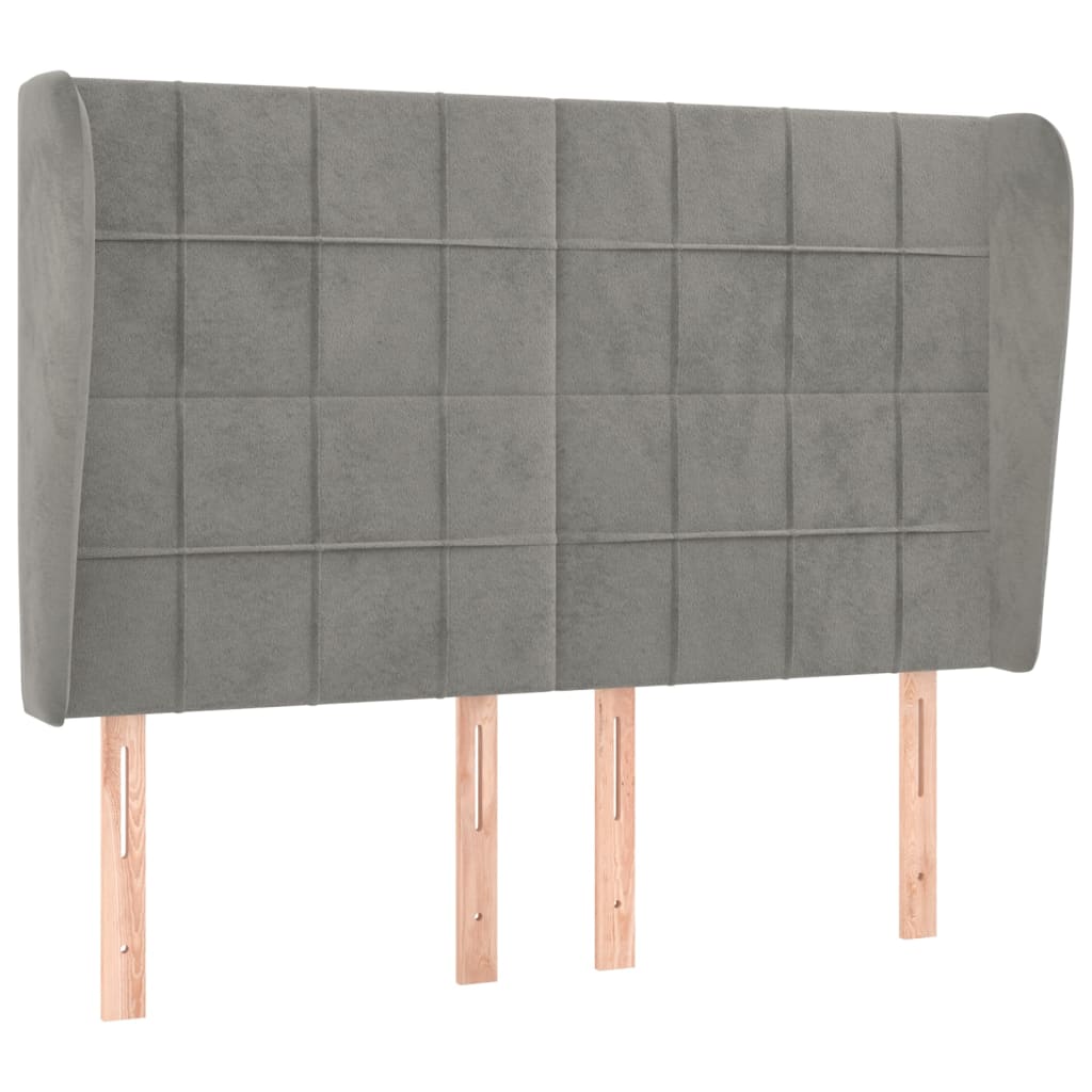 Hoofdbord Met Randen Fluweel 147 x 23 x 118/128 cm Lichtgrijs