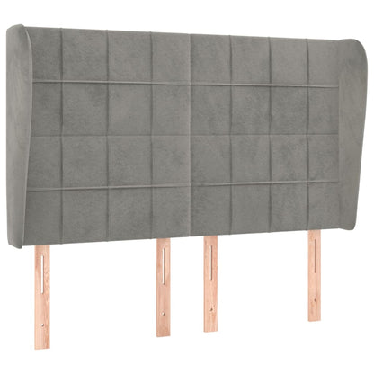 Hoofdbord Met Randen Fluweel 147 x 23 x 118/128 cm Lichtgrijs