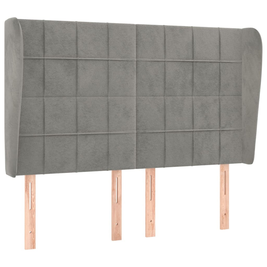 Hoofdbord Met Randen Fluweel 147 x 23 x 118/128 cm Lichtgrijs