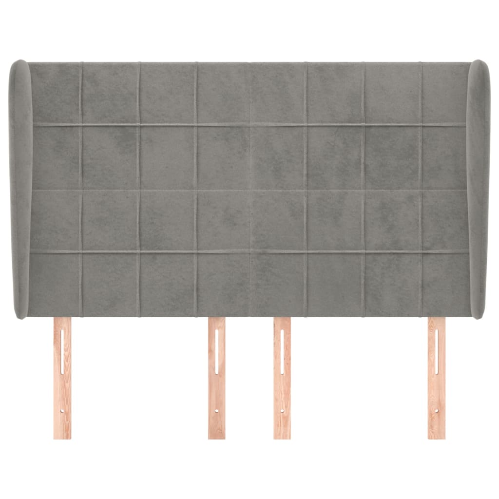 Hoofdbord Met Randen Fluweel 147 x 23 x 118/128 cm Lichtgrijs