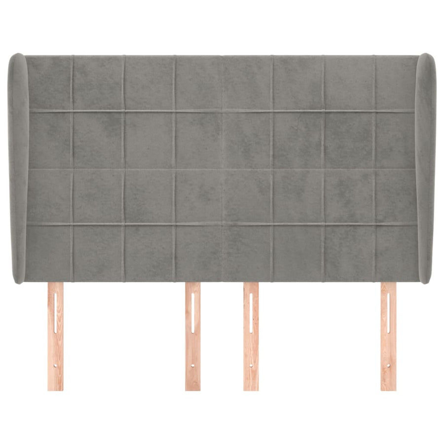 Hoofdbord Met Randen Fluweel 147 x 23 x 118/128 cm Lichtgrijs