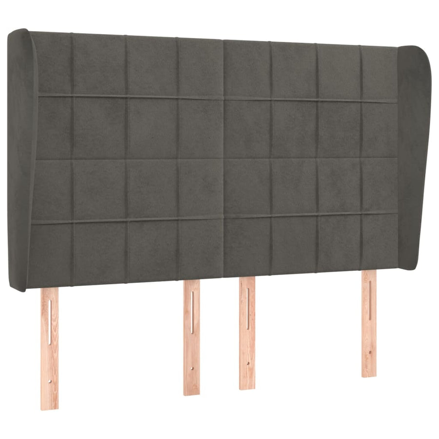 Hoofdbord met randen 147x23x118/128 cm fluweel donkergrijs 147 x 23 x 118/128 cm Donkergrijs