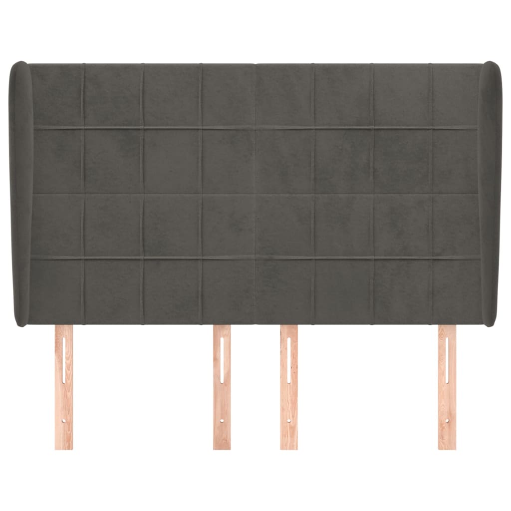Hoofdbord met randen 147x23x118/128 cm fluweel donkergrijs 147 x 23 x 118/128 cm Donkergrijs