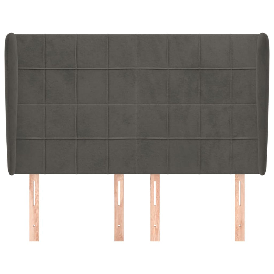 Hoofdbord met randen 147x23x118/128 cm fluweel donkergrijs 147 x 23 x 118/128 cm Donkergrijs