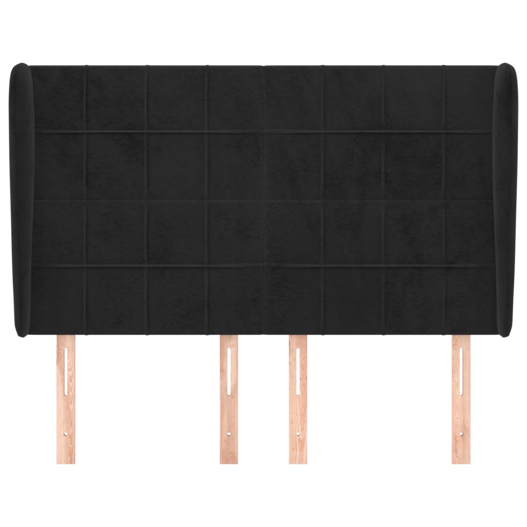 Hoofdbord met randen 147x23x118/128 cm fluweel zwart 147 x 23 x 118/128 cm Zwart