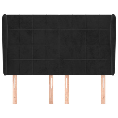 Hoofdbord met randen 147x23x118/128 cm fluweel zwart 147 x 23 x 118/128 cm Zwart