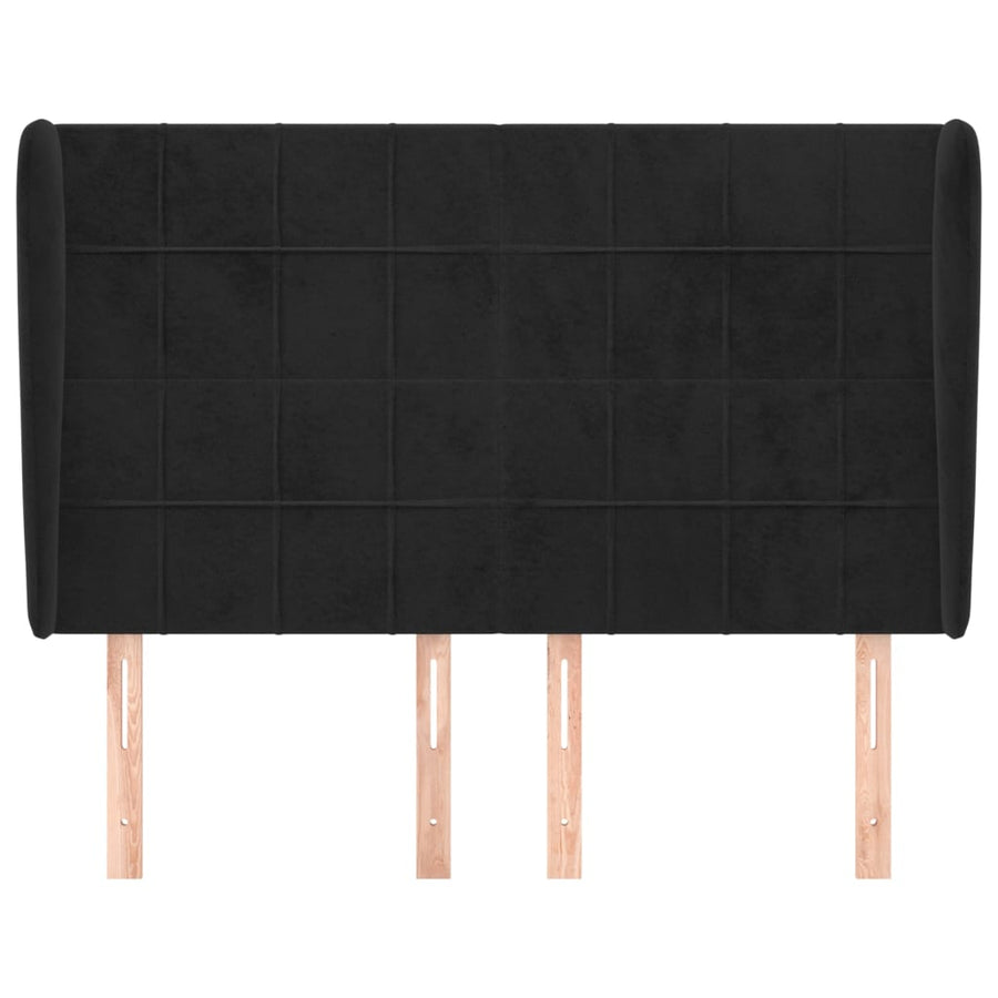 Hoofdbord met randen 147x23x118/128 cm fluweel zwart 147 x 23 x 118/128 cm Zwart