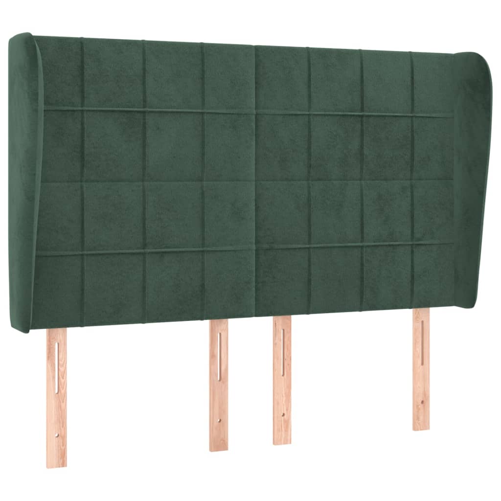Hoofdbord met randen 147x23x118/128 cm fluweel donkergroen 147 x 23 x 118/128 cm Donkergroen