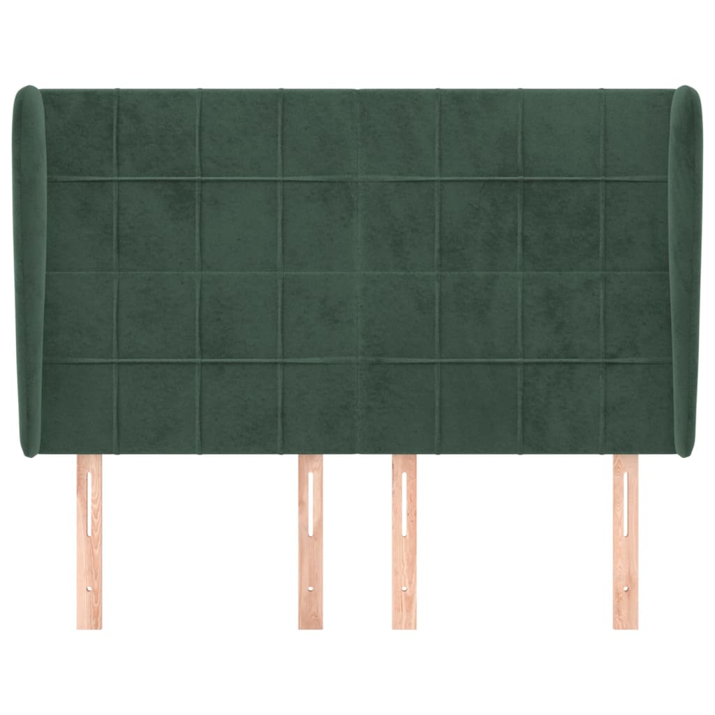 Hoofdbord met randen 147x23x118/128 cm fluweel donkergroen 147 x 23 x 118/128 cm Donkergroen