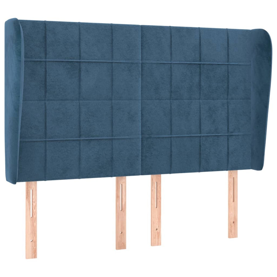 Hoofdbord met randen 147x23x118/128 cm fluweel donkerblauw 147 x 23 x 118/128 cm Donkerblauw