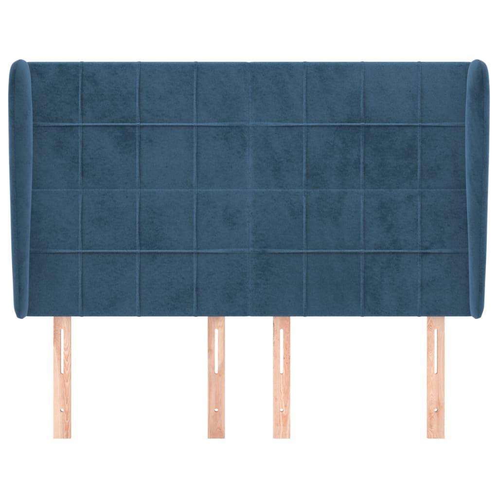 Hoofdbord met randen 147x23x118/128 cm fluweel donkerblauw 147 x 23 x 118/128 cm Donkerblauw