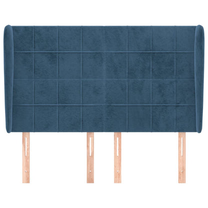 Hoofdbord met randen 147x23x118/128 cm fluweel donkerblauw 147 x 23 x 118/128 cm Donkerblauw