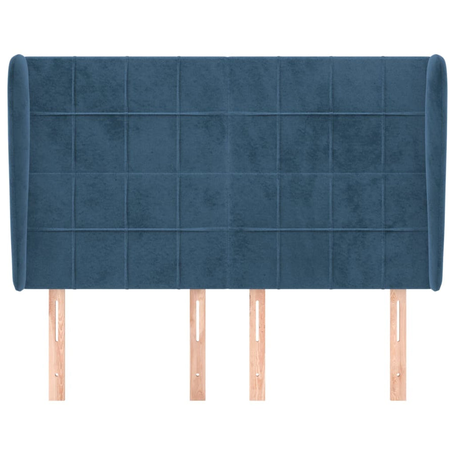 Hoofdbord met randen 147x23x118/128 cm fluweel donkerblauw 147 x 23 x 118/128 cm Donkerblauw