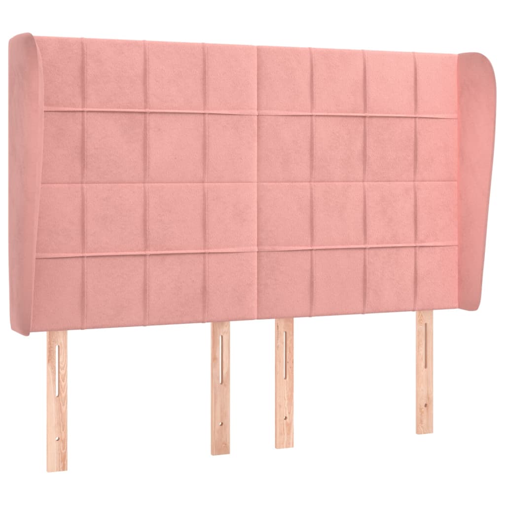 Hoofdbord met randen 147x23x118/128 cm fluweel roze 147 x 23 x 118/128 cm Roze