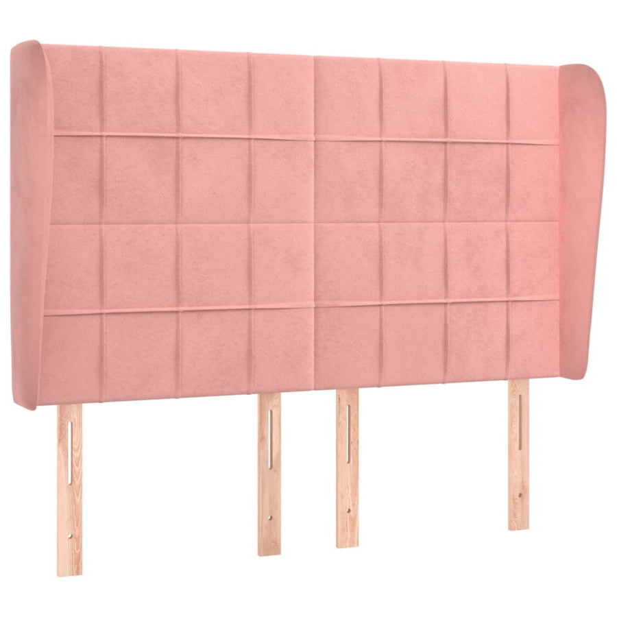 Hoofdbord met randen 147x23x118/128 cm fluweel roze 147 x 23 x 118/128 cm Roze