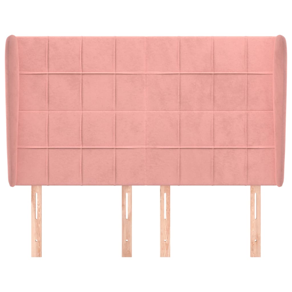 Hoofdbord met randen 147x23x118/128 cm fluweel roze 147 x 23 x 118/128 cm Roze