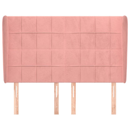 Hoofdbord met randen 147x23x118/128 cm fluweel roze 147 x 23 x 118/128 cm Roze