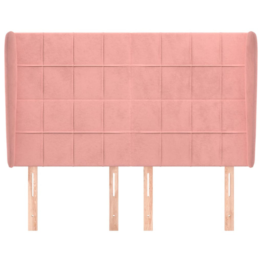 Hoofdbord met randen 147x23x118/128 cm fluweel roze 147 x 23 x 118/128 cm Roze