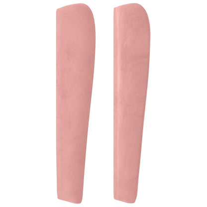 Hoofdbord met randen 147x23x118/128 cm fluweel roze 147 x 23 x 118/128 cm Roze