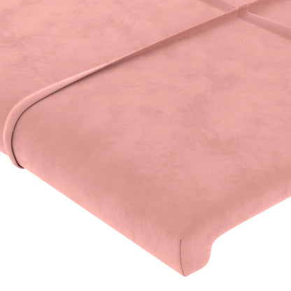 Hoofdbord met randen 147x23x118/128 cm fluweel roze 147 x 23 x 118/128 cm Roze
