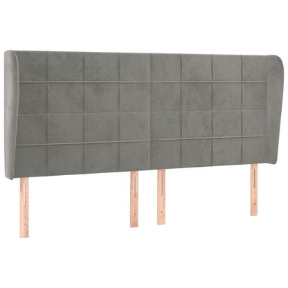 Hoofdbord met randen 163x23x118/128 cm fluweel lichtgrijs 163 x 23 x 118/128 cm Lichtgrijs