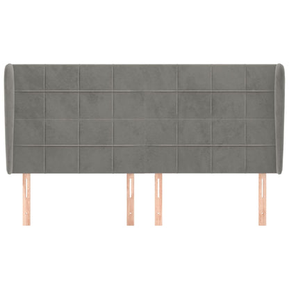 Hoofdbord met randen 163x23x118/128 cm fluweel lichtgrijs 163 x 23 x 118/128 cm Lichtgrijs