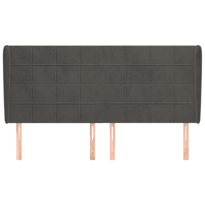 Hoofdbord met randen 163x23x118/128 cm fluweel zwart 163 x 23 x 118/128 cm Zwart