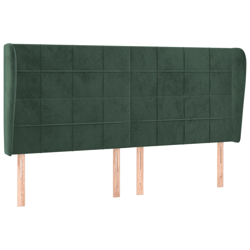 Hoofdbord met randen 163x23x118/128 cm fluweel donkergroen 163 x 23 x 118/128 cm Donkergroen