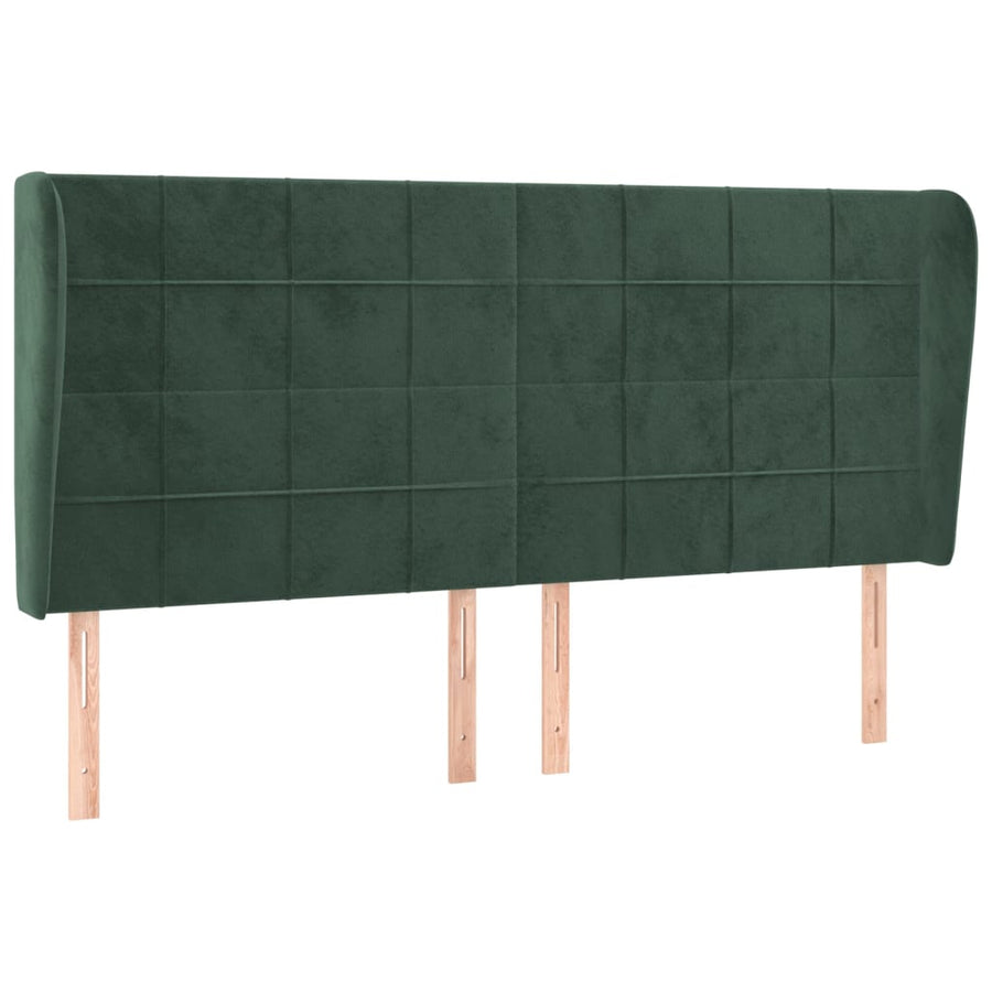 Hoofdbord met randen 163x23x118/128 cm fluweel donkergroen